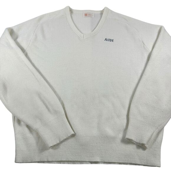 Vintage Elite of California Audi Knit Sweater White Retro Unisex Medium Preppy - Picture 13 of 13